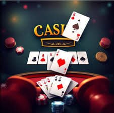 Mobile device displaying casino gaming interface in urban setting